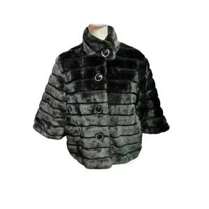 Cherokee Girl's XL 14/16 Faux Fur Coat Button Up with Red Lining